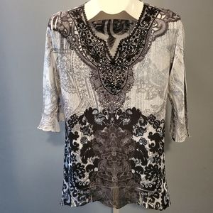 Embellished B.L.E.U. Blouse, Petite Medium
